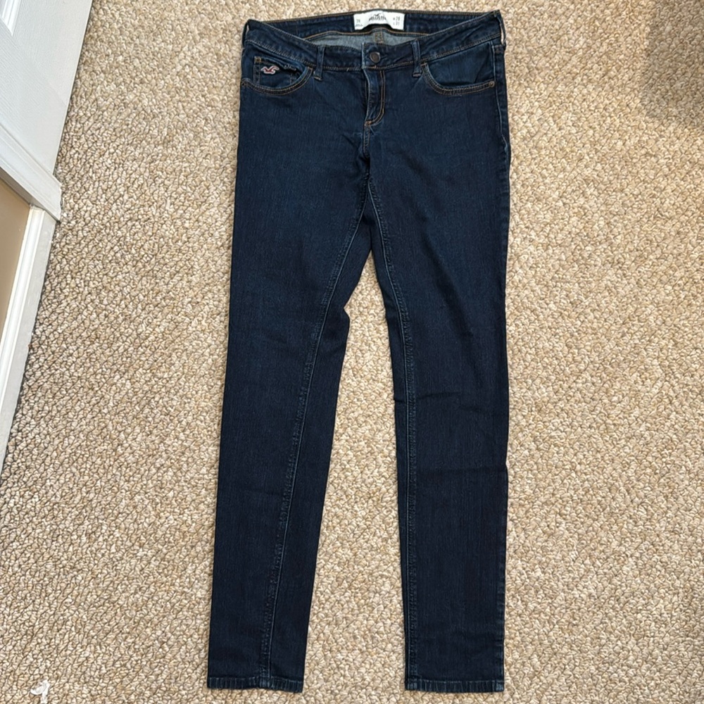 Hollister, dark wash skinny jeans worn once